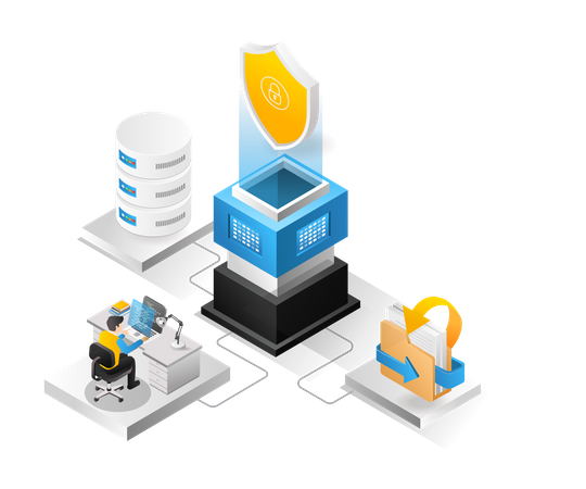 Programador de bases de datos de seguridad.  Ilustración