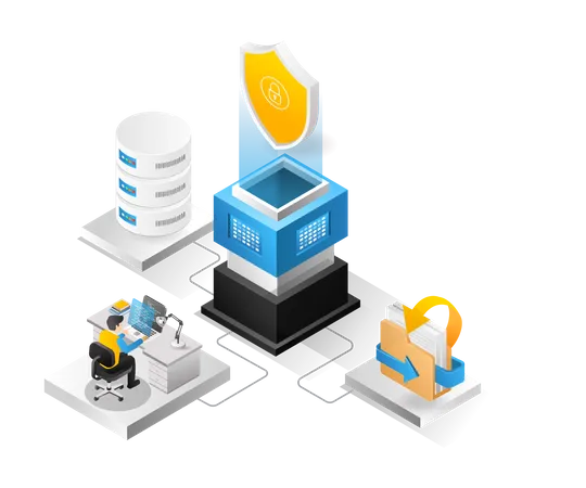 Programador de bases de datos de seguridad.  Ilustración