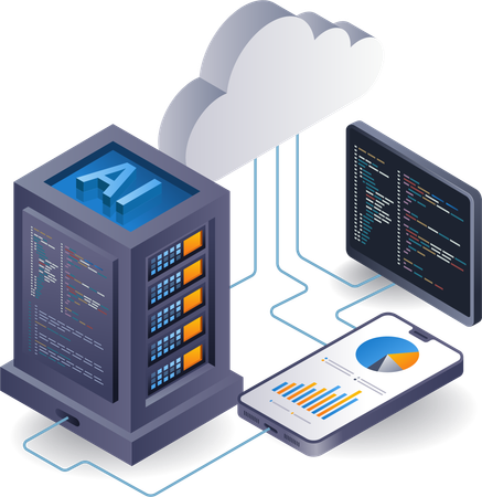 Programador de servidores en la nube de inteligencia artificial  Ilustración