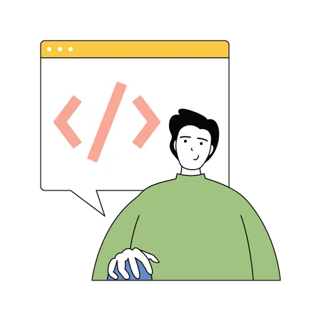 Programador de software trabajando en programación de páginas web  Ilustración