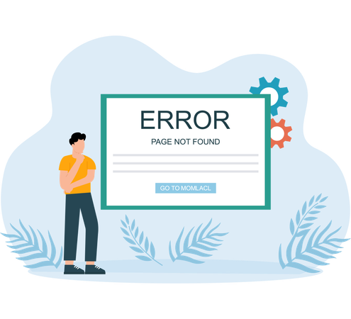 Programador que se enfrenta a un error web  Ilustración