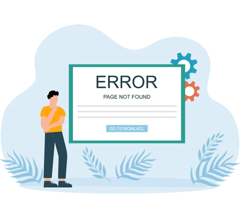 Programador que se enfrenta a un error web  Ilustración