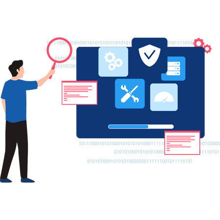 O programador está trabalhando na segurança do aplicativo  Ilustração