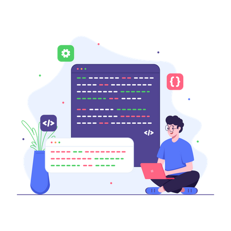Programador fazendo codificação de site  Ilustração