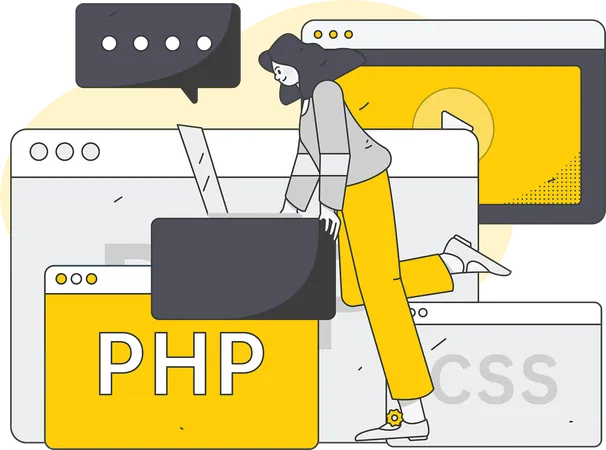 Programador trabalha em linguagem PHP  Ilustração