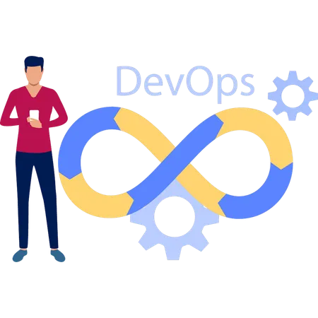 Programador trabalha em aplicativo DevOps  Ilustração