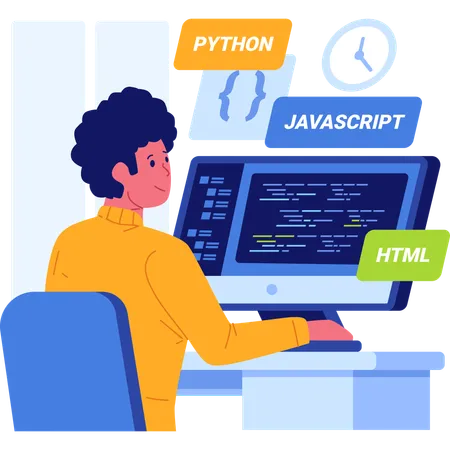 Programador haciendo codificación  Ilustración