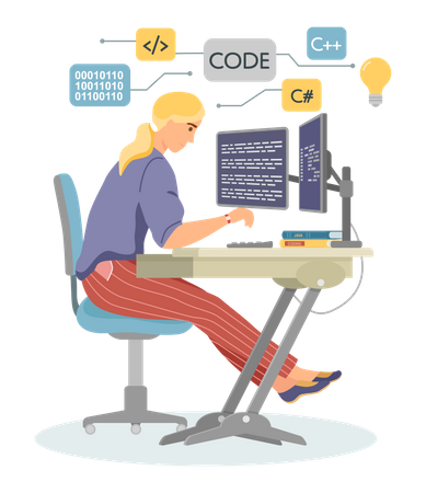 Programador masculino trabalhando em desenvolvimento web  Ilustração