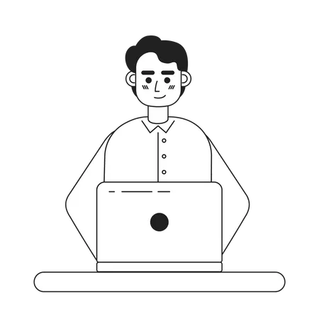 Programador masculino trabalhando no laptop  Illustration