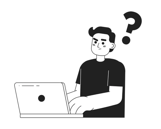 Programador masculino trabalhando no laptop  Ilustração