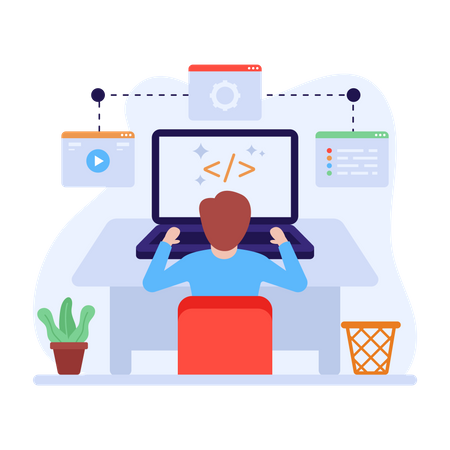 Programador HTML fazendo desenvolvimento web  Ilustração