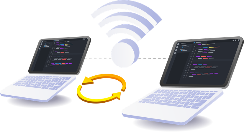 Programador informático de redes de TI e internet Ilustración