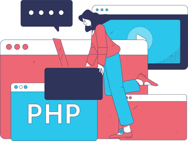 El programador trabaja en lenguaje PHP.  Ilustración