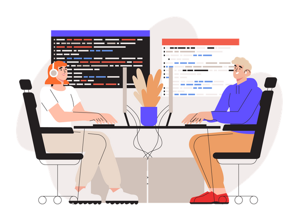 Programador trabajando en desarrollo web.  Illustration