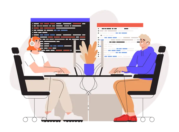 Programador trabajando en desarrollo web.  Illustration
