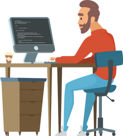 Programador trabajando en sitio web  Ilustración