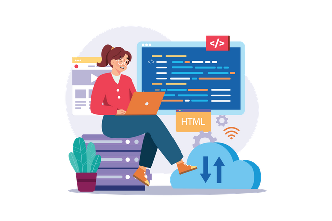 Programadora feminina desenvolveu site  Ilustração