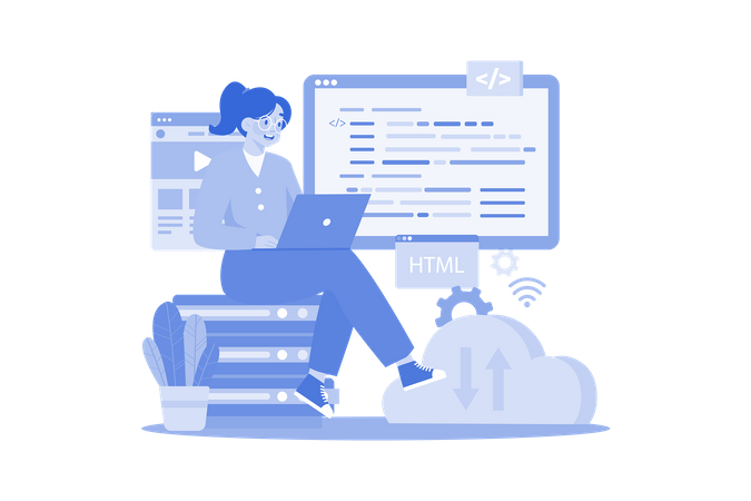 Programadora feminina desenvolveu site  Ilustração