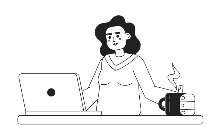 Programadora feminina trabalhando no projeto  Ilustração