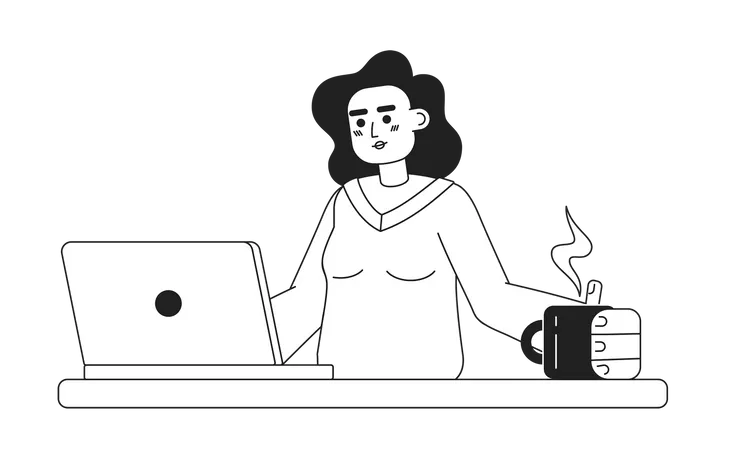 Programadora feminina trabalhando no projeto  Ilustração