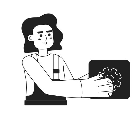 Programadora feminina trabalhando no projeto  Ilustração