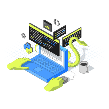 Développeur travaillant sur la programmation Python  Illustration