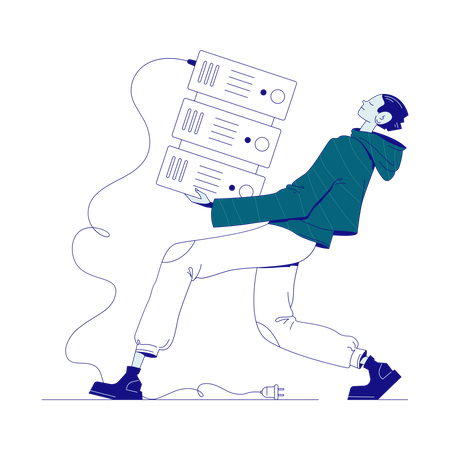 Programmer carries the server Illustration