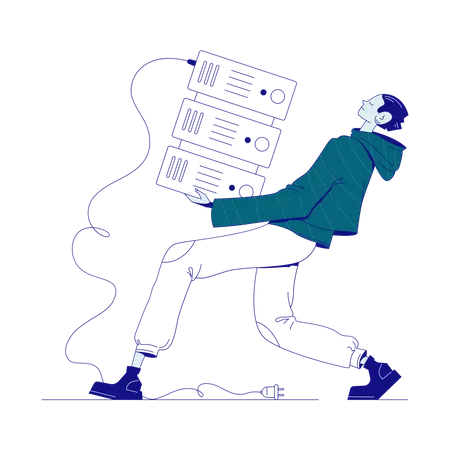 Programmer carries the server Illustration
