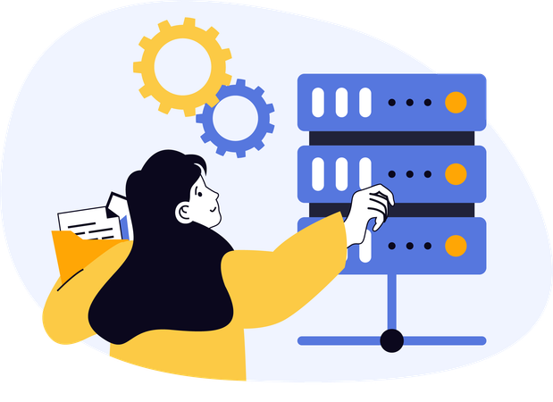 Programmer changing server settings  Illustration