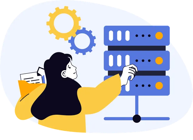 Programmer changing server settings  Illustration