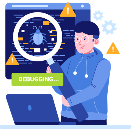 Programmer debugging codes  Illustration