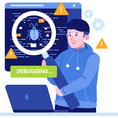 Programmer debugging codes  일러스트레이션