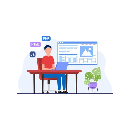 Web Development And Developer Design Flat Illustration In This Design You Can See How Technology Connect To Each Other Each File Comes With A Project In Which You Can Easily Change Colors And More Illustration