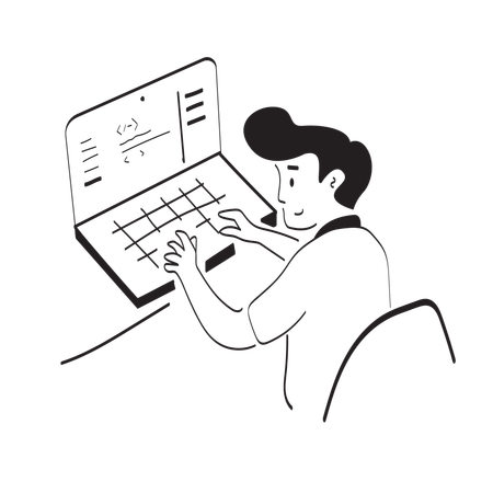 ソフトウェアアプリケーションを開発するプログラマー  イラスト