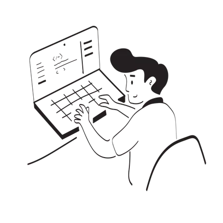 ソフトウェアアプリケーションを開発するプログラマー  イラスト