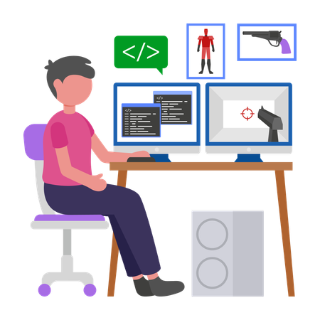 Programmer develops Gaming  Illustration