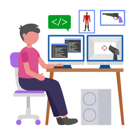 Programmer develops Gaming  Illustration