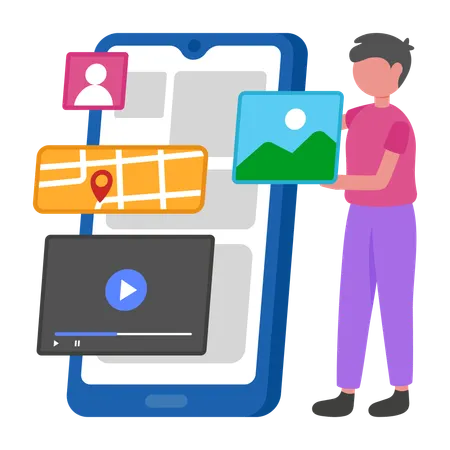 Programmer develops Mobile application  Illustration