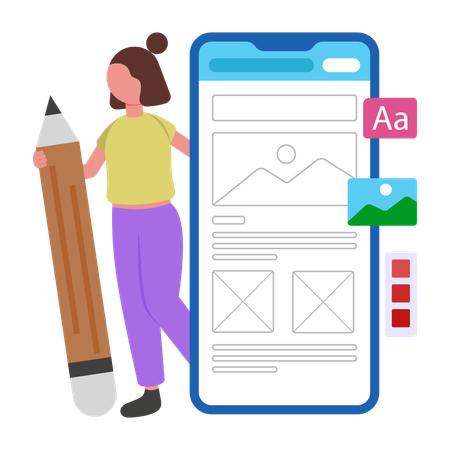 Programmer develops Mobile UI UX  Illustration