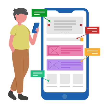 Programmer develops Mobile UX  Illustration