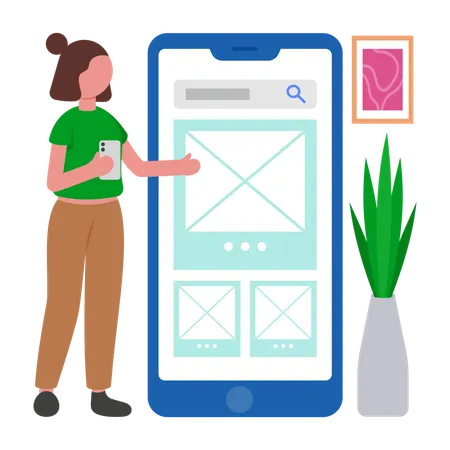 Programmer develops Mobile Wire frame  Illustration