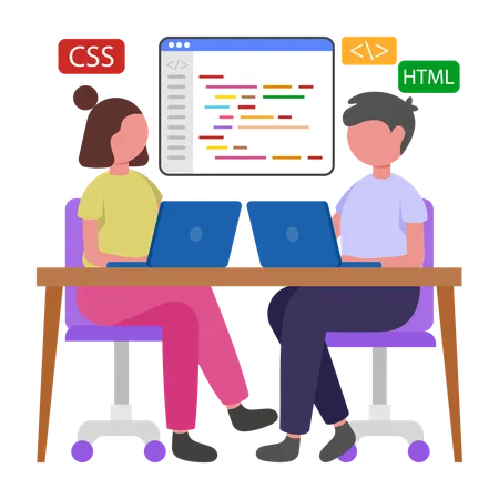 Programmer develops Pair Programming  Illustration