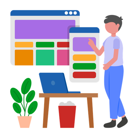 Programmer develops Responsive Design  Illustration
