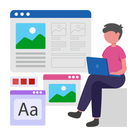 Programmer develops UI UX Design  Illustration