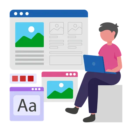 Programmer develops UI UX Design  Illustration