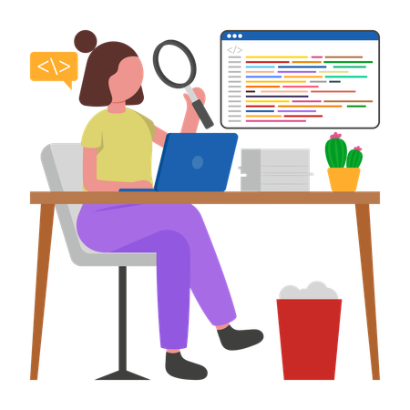 Programmer doing Code Review  Illustration
