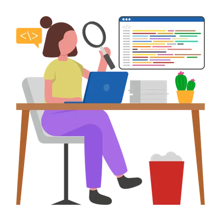 Programmer doing Code Review  Illustration