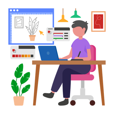 Programmer doing Coloring Design  Illustration