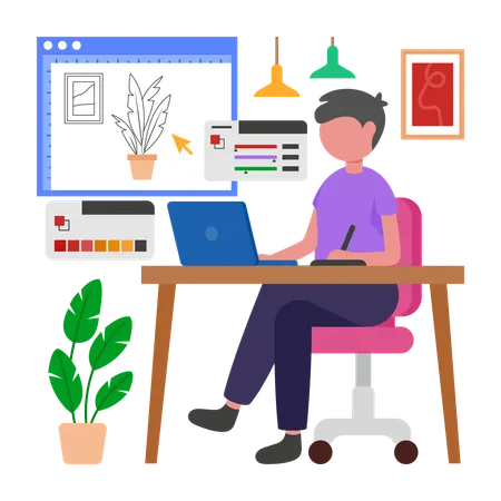 Programmer doing Coloring Design  Illustration