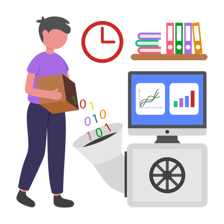 Programmer doing Data Processing  Illustration